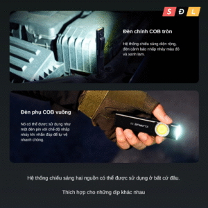 Đèn pin KLARUS E5 sáng 600Lm chiếu xa 41m trang bị 2 LED COB đuôi đèn nam châm từ tính 2 3 5