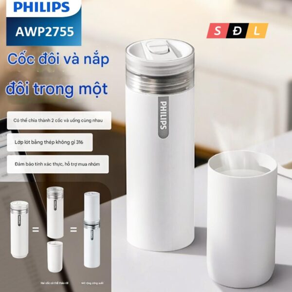 Bình giữ nhiệt cao cấp 2 trong 1 Philips AWP2755 (400ml + 300ml)