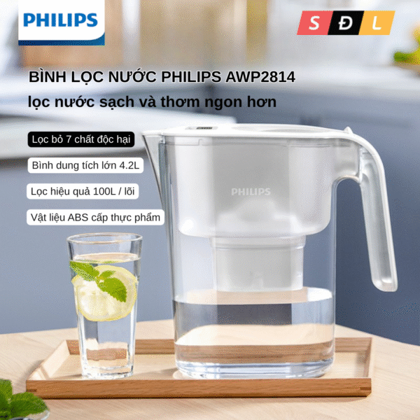 Bình lọc nước Philips dung tích lớn 4.2L model AWP2814