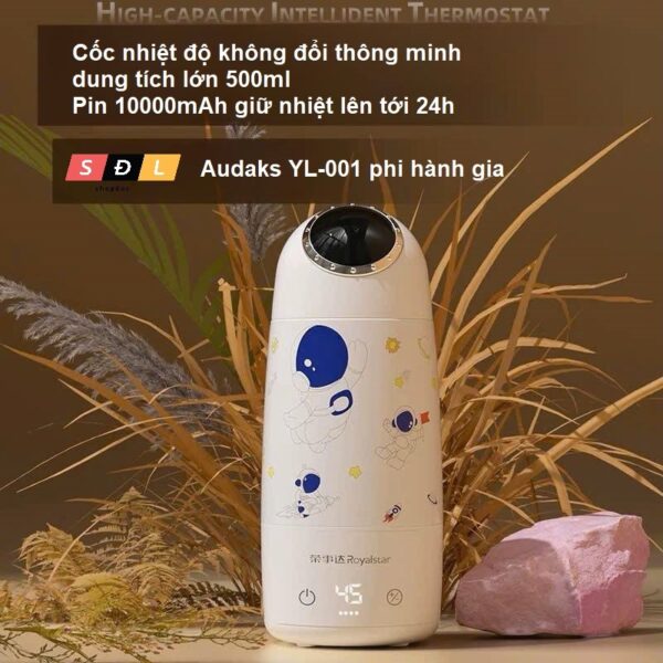 Bình đun nước hâm sữa 55°C 500mL Audaks YL-001 pin 10.000mAh