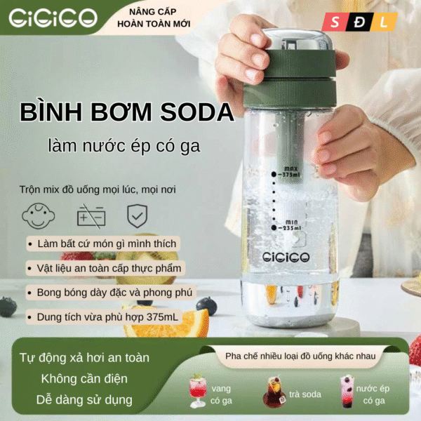Bình tạo nước Soda di động CiCiCo B603 nhỏ gọn tiện lợi 375mL