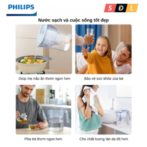 Bình lọc nước Philips AWP2815 dung tích 3.4L new model 2025 với lõi X-GUARD Plus lọc 150L nước 3 4 10