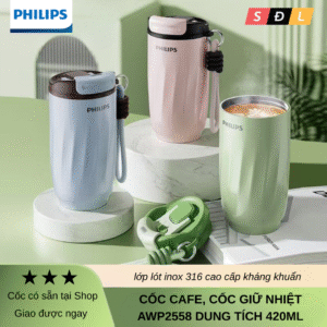 Cốc cafe, ly giữ nhiệt Philips AWP2558 dung tích 420mL tiện lợi uống bằng một tay
