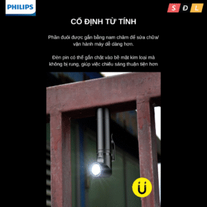 Đèn pin đa năng Philips SFL2201 pin có thể tháo rời, từ tính, góc L, xoay 360 độ, có kẹp tiện lợi 4 5 5