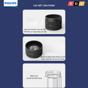 Bình thủy tinh cách nhiệt Philips AWP2682 dung tích 300mL có lõi lọc trà 6 7 2