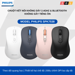 Chuột không dây chính hãng Philips SPK7448 seri 5000 | Bluetooth | 2.4G | Không ồn |1600DPI