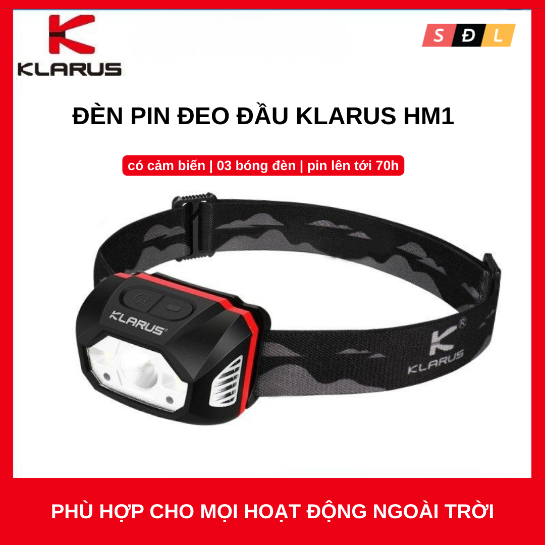 Đèn pin đeo đầu cao cấp KLARUS HM1 có pin sạc tích hợp theo đèn