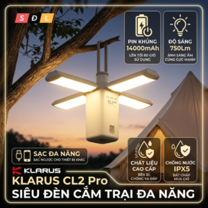 Đèn cắm trại ngoài trời KLARUS CL2 PRO bền lâu, pin dự phòng có thể gập lại, đèn chụp ảnh ngoài trời