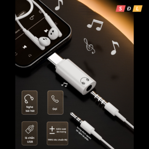 Đầu chuyển đổi tai nghe Type-C sang jack tròn 3.5mm chip giải mã DAC chất lượng âm thanh không suy giảm 4 4 4