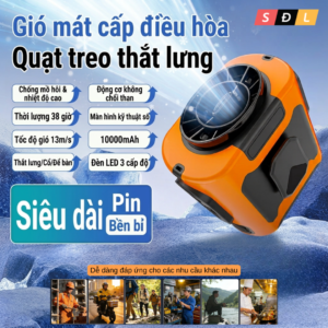 Quạt siêu mát Đeo hông | Đeo Cổ | Để bàn | Đèn pin tích hợp model 2026 chất liệu bền bỉ chống va đập
