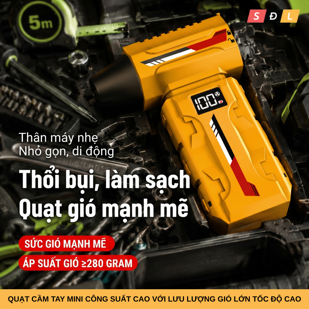 Quạt phản lực mini công suất cao với lưu lượng gió lớn dùng để rửa xe, thổi nước, thổi bụi, hút bụi