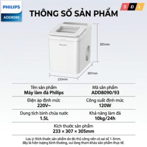 Máy làm đá mini Philips ADD8090 có thể kết hợp với máy làm soda Philips dùng cho gia đình văn phòng 9 10 5