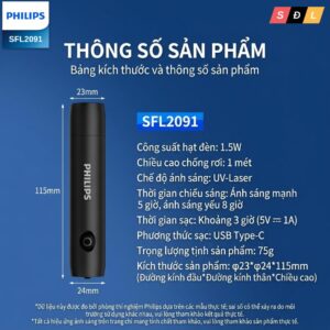 Đèn pin UV Philips SFL2091 soi ngọc | tem chống giả | tia laser | phát hiện nấm mèo | khô keo dán 11 12 1