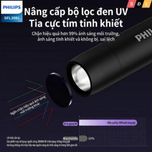 Đèn pin UV Philips SFL2091 soi ngọc | tem chống giả | tia laser | phát hiện nấm mèo | khô keo dán 2 3 5